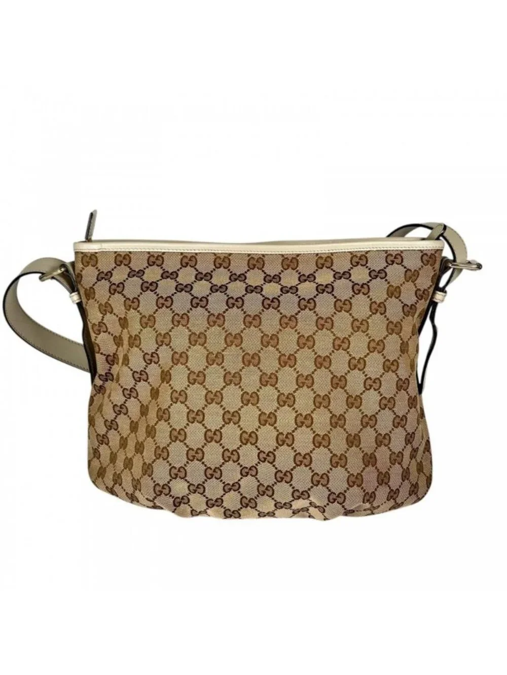 Gucci Shoulder Bag GG Canvas Beige Gold